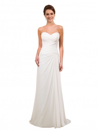 Sweetheart Neckline Chiffon Wedding Dress with Criss-Cross Ruched Bodice Brisbane