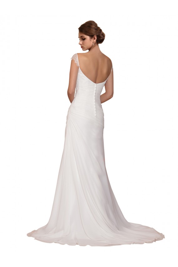 V-Neck Sheath Chiffon Wedding Dress with Straps Brisbane