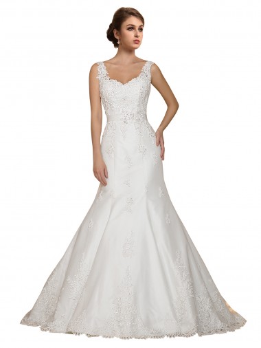 Sweethart V-Neckline Lace Wedding Dress with Shoulder Straps Brisbane