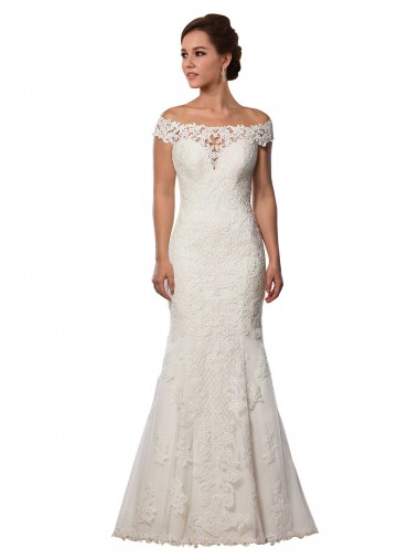 Modern Off the Shoulder Mermaid Lace Wedding Dress Brisbane