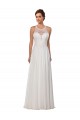 Illusion Neck A-Line Lace and Chiffon Beach Wedding Dress Brisbane