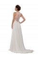 Illusion Neck A-Line Lace and Chiffon Beach Wedding Dress Brisbane