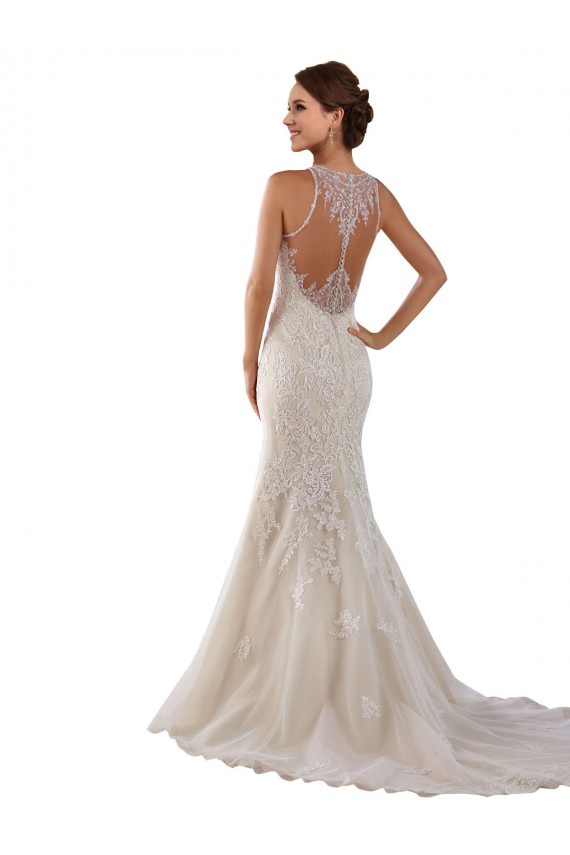 High Neck Mermaid Lace Wedding Dress with Illusion Back Brisbane