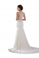 Modern High Neck Sheath Wedding Dress with Lace Bodice Brisbane