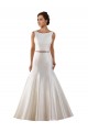 Modern Boat Neck Mermaid Satin Wedding Dress with Deep V-Back Brisbane
