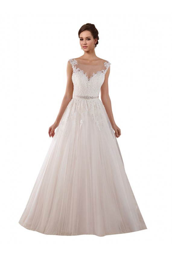 Illusion Sweetheart Neck Ball Gown Tulle Wedding Dress with Lace Bodice Brisbane