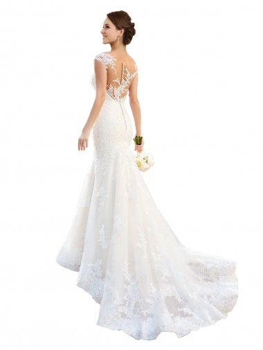 Fit and Flare Illusion Neck Lace Wedding Dress Brisbane