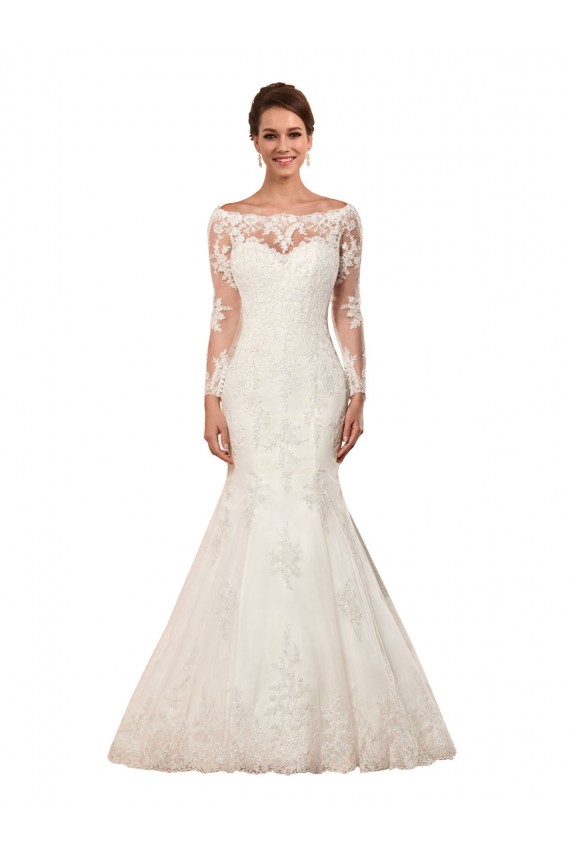 Long Sleeves Mermaid Lace Wedding Dress with Illusion Back Brisbane