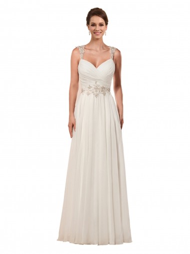 Sweetheart A-Line Chiffon Wedding Dress with Beaded Shoulder Straps Brisbane
