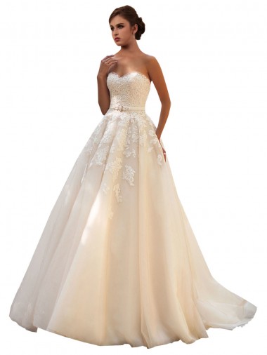 Sweetheart Ball Gown Tulle Wedding Dress with Lace Bodice Brisbane