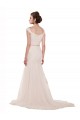 Cap Sleeves Off the Shoulder Ruched Mermaid Tulle Beach Wedding Dress Brisbane