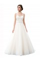 Illusion Neck A-Line Tulle Beach Wedding Dress with Lace Bodice Brisbane