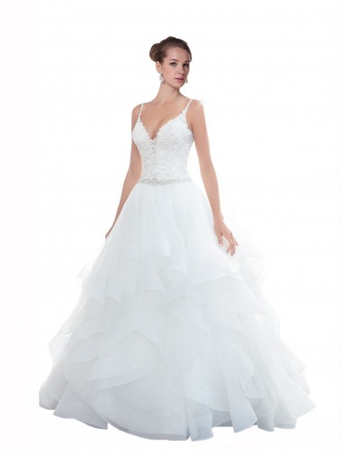Spaghetti Straps Ball Gown Beach Wedding Dress with Lace Bodice Brisbane