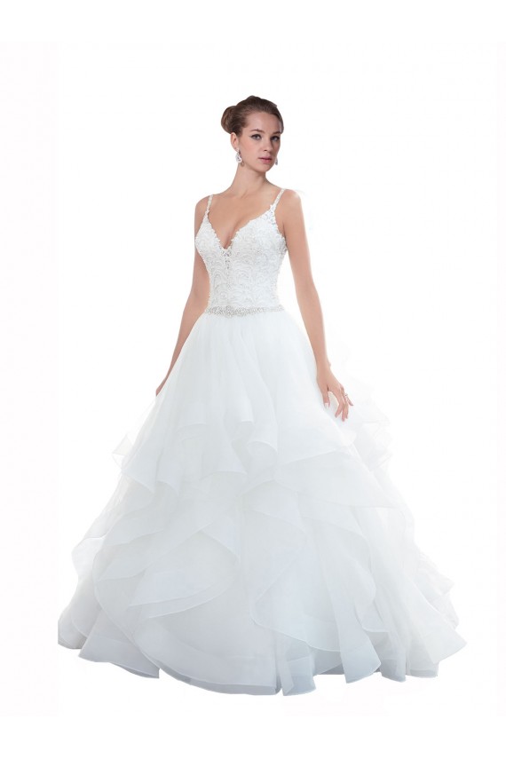 Spaghetti Straps Ball Gown Beach Wedding Dress with Lace Bodice Brisbane