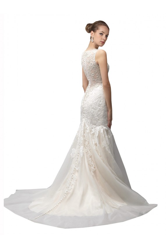 Illusion High Neck Mermaid Lace Wedding Dress Brisbane