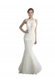 Deep Illusion Neck Mermaid Tulle Beach Wedding Dress with All Over Lace Brisbane