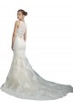 Deep Illusion Neck Mermaid Tulle Beach Wedding Dress with All Over Lace Brisbane