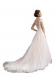 Illusion Cap Sleeves A-Line Tulle Beach Wedding Dress with Lace Bodice Brisbane