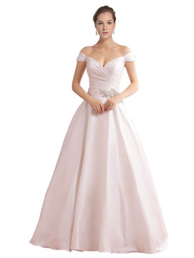 Off the Shoulder Sweetheart Ball Gown Satin Wedding Dress Brisbane