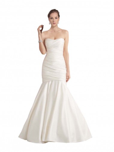 Strapless Mermaid Ruched Satin Beach Wedding Dress with Low Back Brisbane