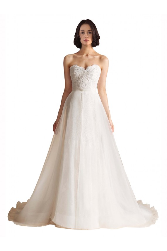 Strapless Sweetheart Lace Bodice A-Line Organza Wedding Dress Brisbane