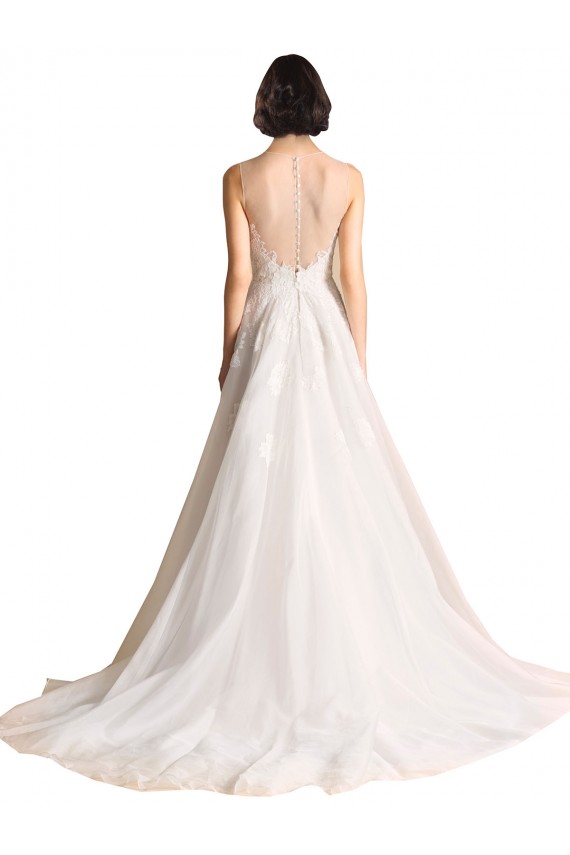 Illusion Neck A-Line Organza Wedding Dress Brisbane