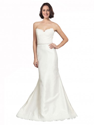 Trumpet Satin Wedding Dress with Sweetheart Lace Bodice Brisbane