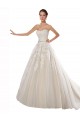 Strapless Ball Gown Tulle Wedding Dress with Lace Cascades Brisbane