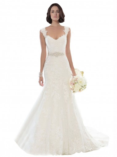 Off the Shoulder Mermaid Lace Beach Wedding Dress with Beaded Belt Brisbane