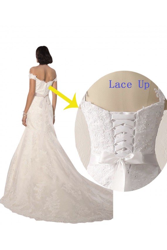 Off the Shoulder Mermaid Lace Beach Wedding Dress with Beaded Belt Brisbane