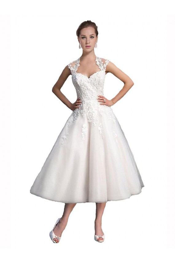 A-Line Short Tea Length Sweetheart Tulle Lace Beach Wedding Dress Brisbane