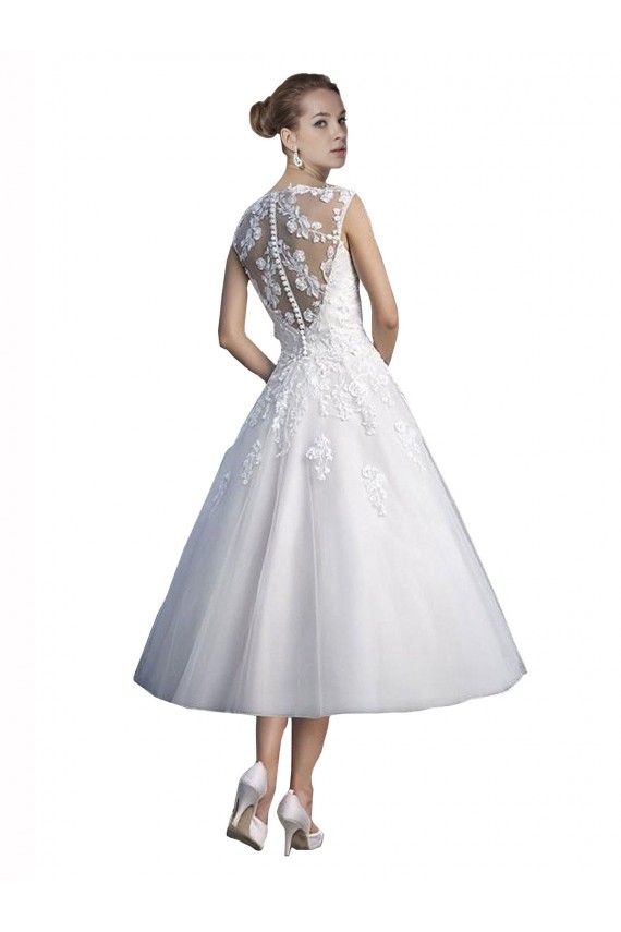 A-Line Short Tea Length Sweetheart Tulle Lace Beach Wedding Dress Brisbane