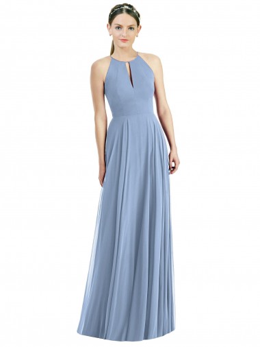 Keyhole Halter Chiffon Maxi Bridesmaid Dress Brisbane