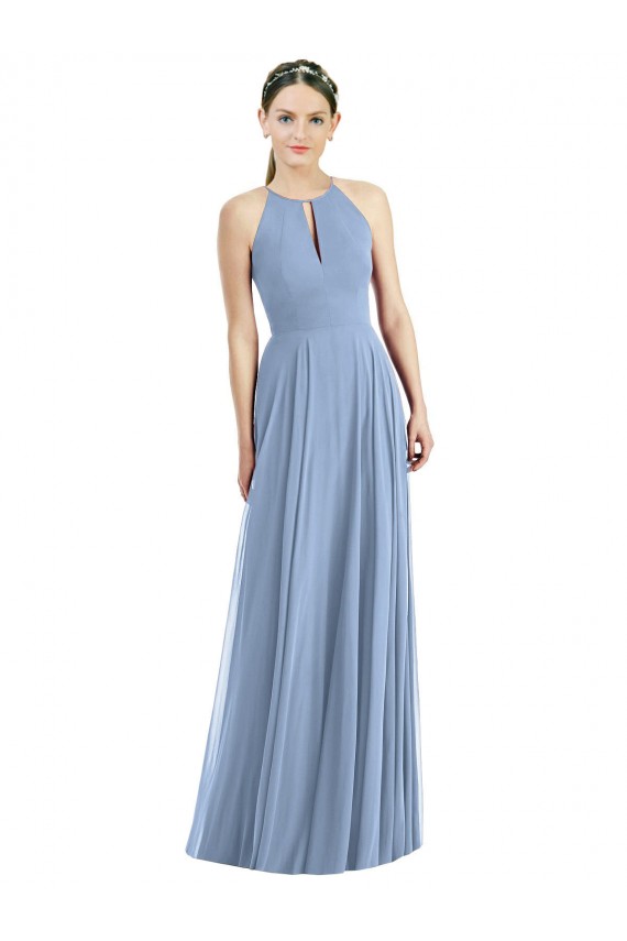 Keyhole Halter Chiffon Maxi Bridesmaid Dress Brisbane