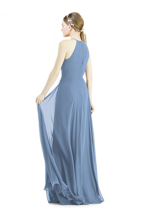 Keyhole Halter Chiffon Maxi Bridesmaid Dress Brisbane