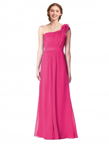 Full Length One Shoulder Chiffon Bridesmaid Dress Brisbane
