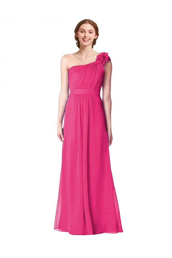 Full Length One Shoulder Chiffon Bridesmaid Dress Brisbane
