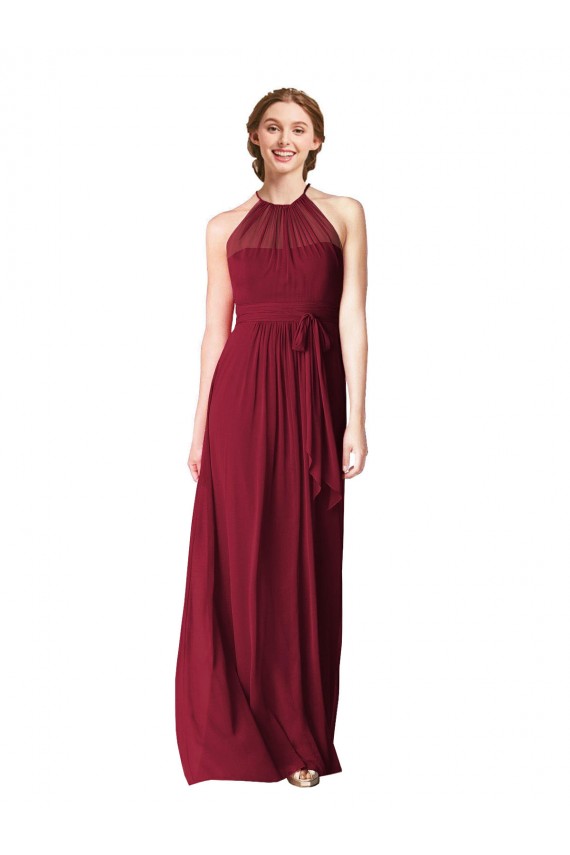 Halter Neck Chiffon Bridesmaid Dress with Shirred Bodice Brisbane