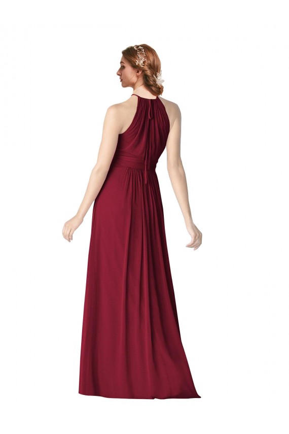 Halter Neck Chiffon Bridesmaid Dress with Shirred Bodice Brisbane