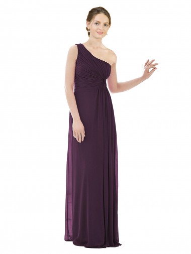Draped One Shoulder Full Length Chiffon Bridesmaid Dress Brisbane