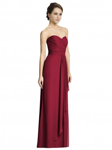 Long Strapless Chiffon Bridesmaid Dress with Side Slit Brisbane