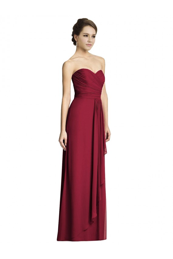 Long Strapless Chiffon Bridesmaid Dress with Side Slit Brisbane