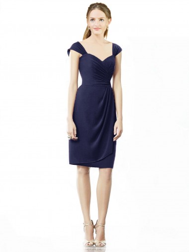 Cocktail Length Short Cap Sleeves Chiffon Bridesmaid Dress Brisbane