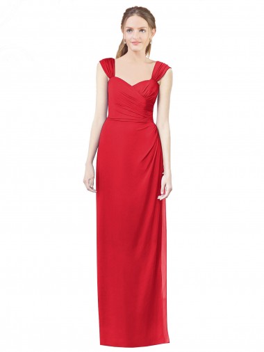 Long Chiffon Bridesmaid Gown with Neckline Straps Brisbane