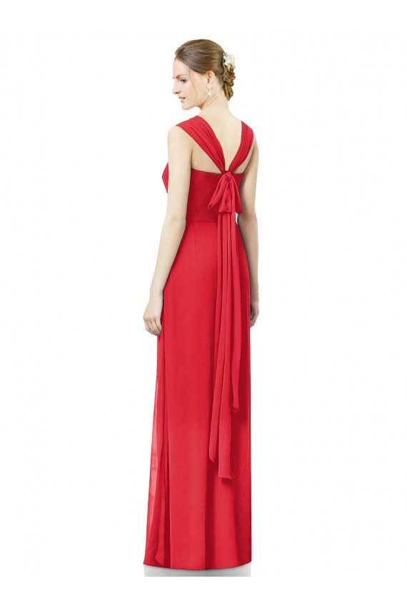 Long Chiffon Bridesmaid Gown with Neckline Straps Brisbane