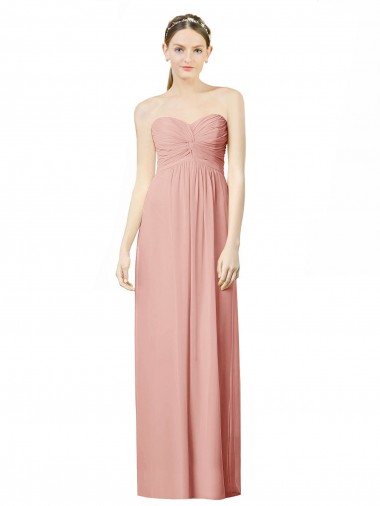 Long Chiffon Sweetheart Bridesmaid Dress with Twist Bodice Brisbane