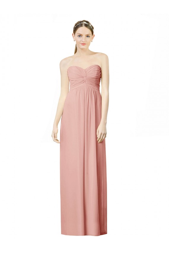 Long Chiffon Sweetheart Bridesmaid Dress with Twist Bodice Brisbane