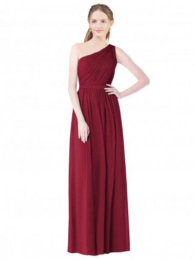 One Shoulder Full Length Long Chiffon Bridesmaid Dress. Brisbane
