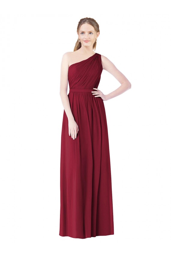 One Shoulder Full Length Long Chiffon Bridesmaid Dress. Brisbane