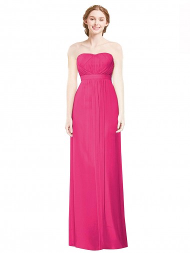 Full Length Strapless Long Chiffon Dress with Waistband Brisbane